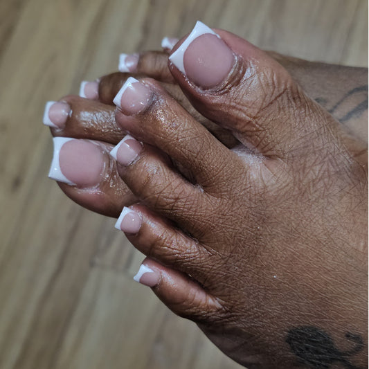 "French" Recontruction Toe-Nails ($65)